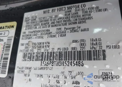 2017 Ford Mustang Ecoboost z USA, uszkodzony, nr VIN 1FA6P8TH0H5245486